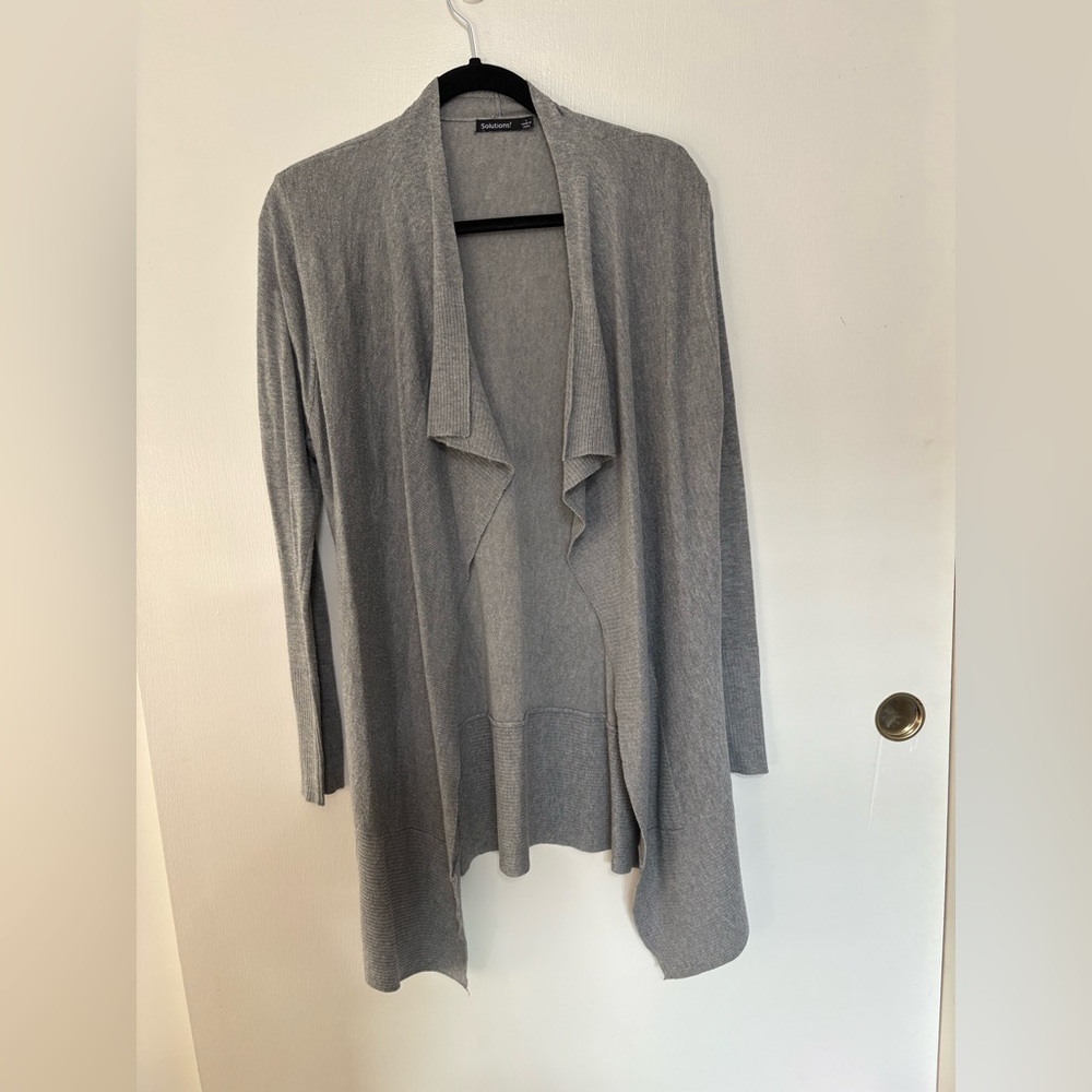 Gray Open Front Cardigan